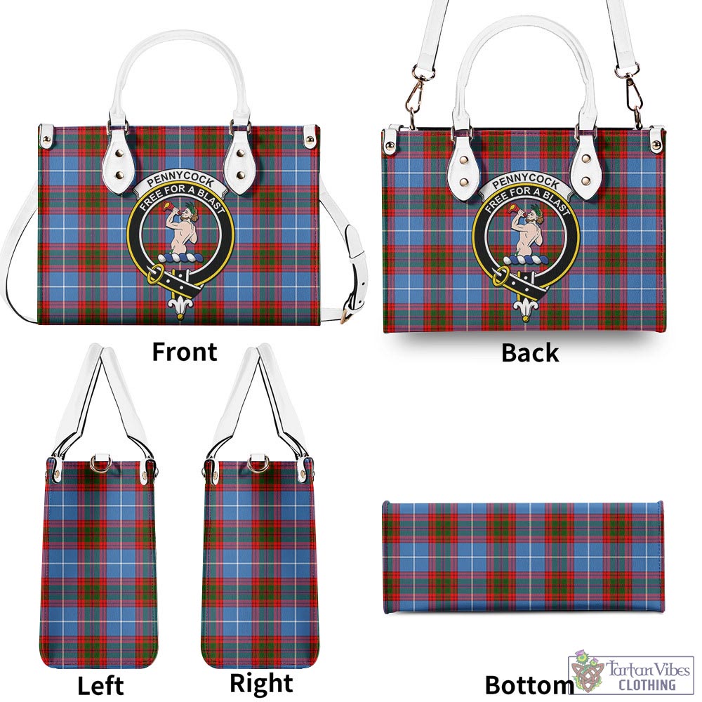 Tartan Vibes Clothing Pennycook Tartan Luxury Leather Handbags with Family Crest