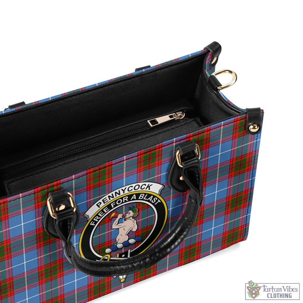 Tartan Vibes Clothing Pennycook Tartan Luxury Leather Handbags with Family Crest