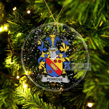 Penrose Irish Clan Christmas Glass Ornament with Coat of Arms