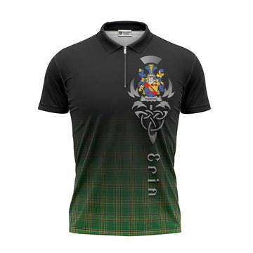 Penrose Irish Clan Zipper Polo Shirt with Coat of Arms Erin Go Bragh Celtic Inspired Unisex - Tartan Vibes Clothing