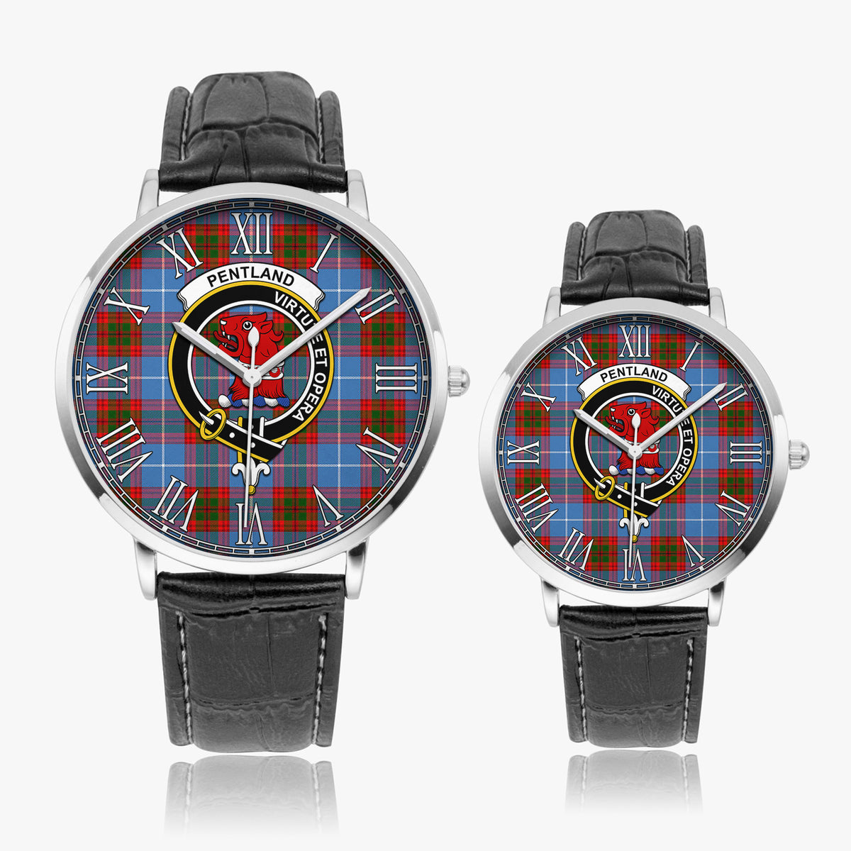 Pentland Tartan Family Crest Leather Strap Quartz Watch - Tartan Vibes Clothing