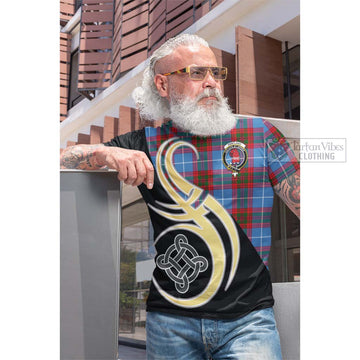 Pentland Tartan Cotton T-shirt with Family Crest and Celtic Symbol Style