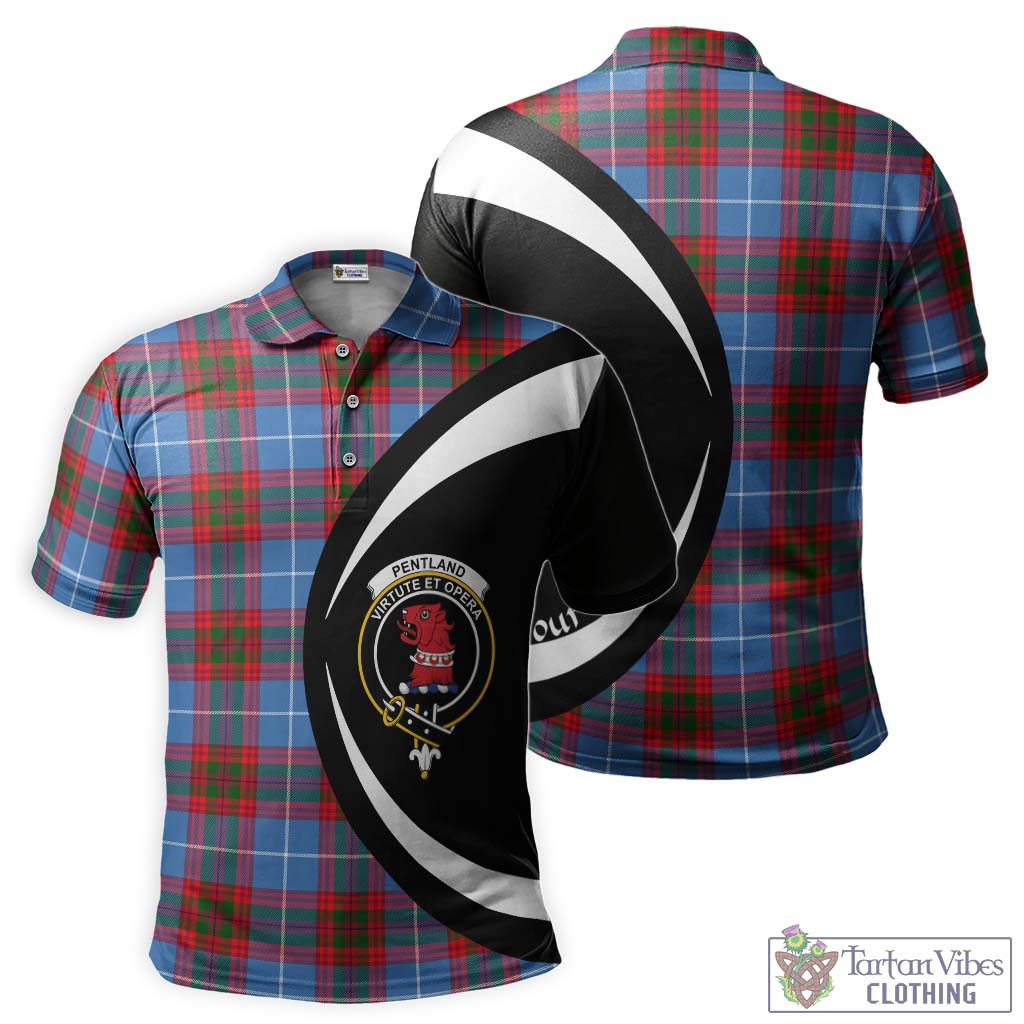 Tartan Vibes Clothing Pentland Tartan Men's Polo Shirt with Family Crest Circle Style