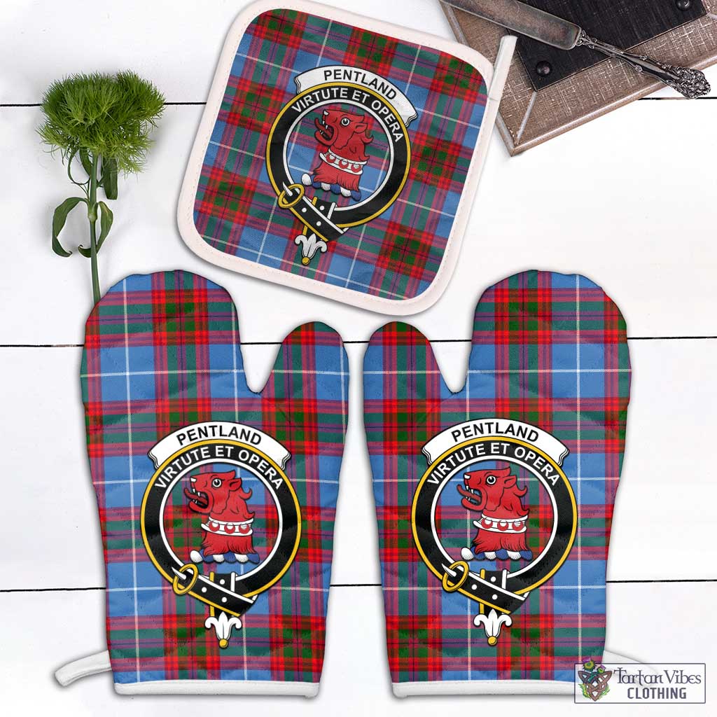 Tartan Vibes Clothing Pentland Tartan Combo Oven Mitt & Pot-Holder with Family Crest