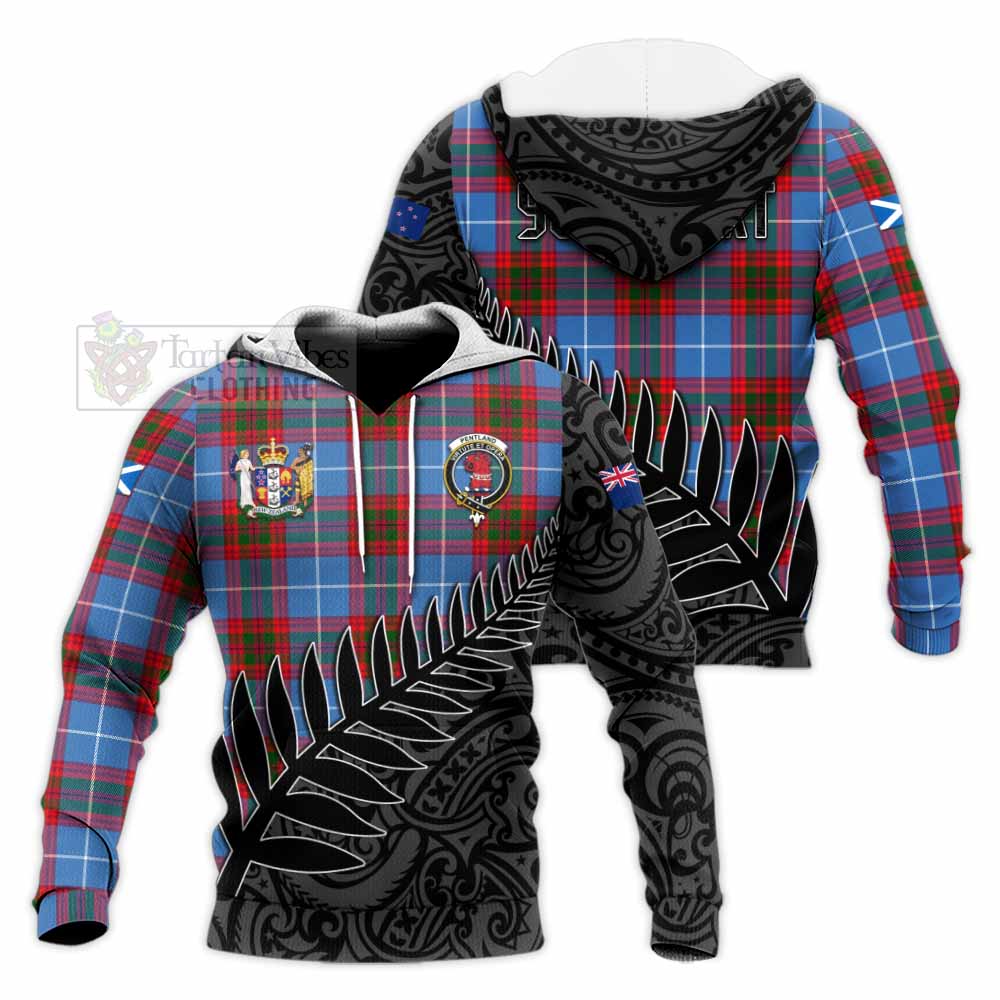 Tartan Vibes Clothing Pentland Crest Tartan Knitted Hoodie with New Zealand Silver Fern Half Style