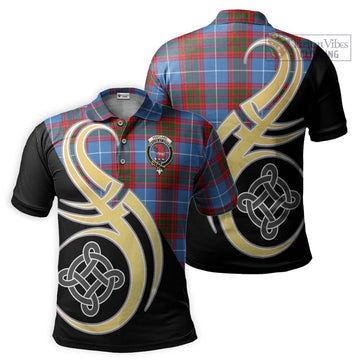 Pentland Tartan Polo Shirt with Family Crest and Celtic Symbol Style