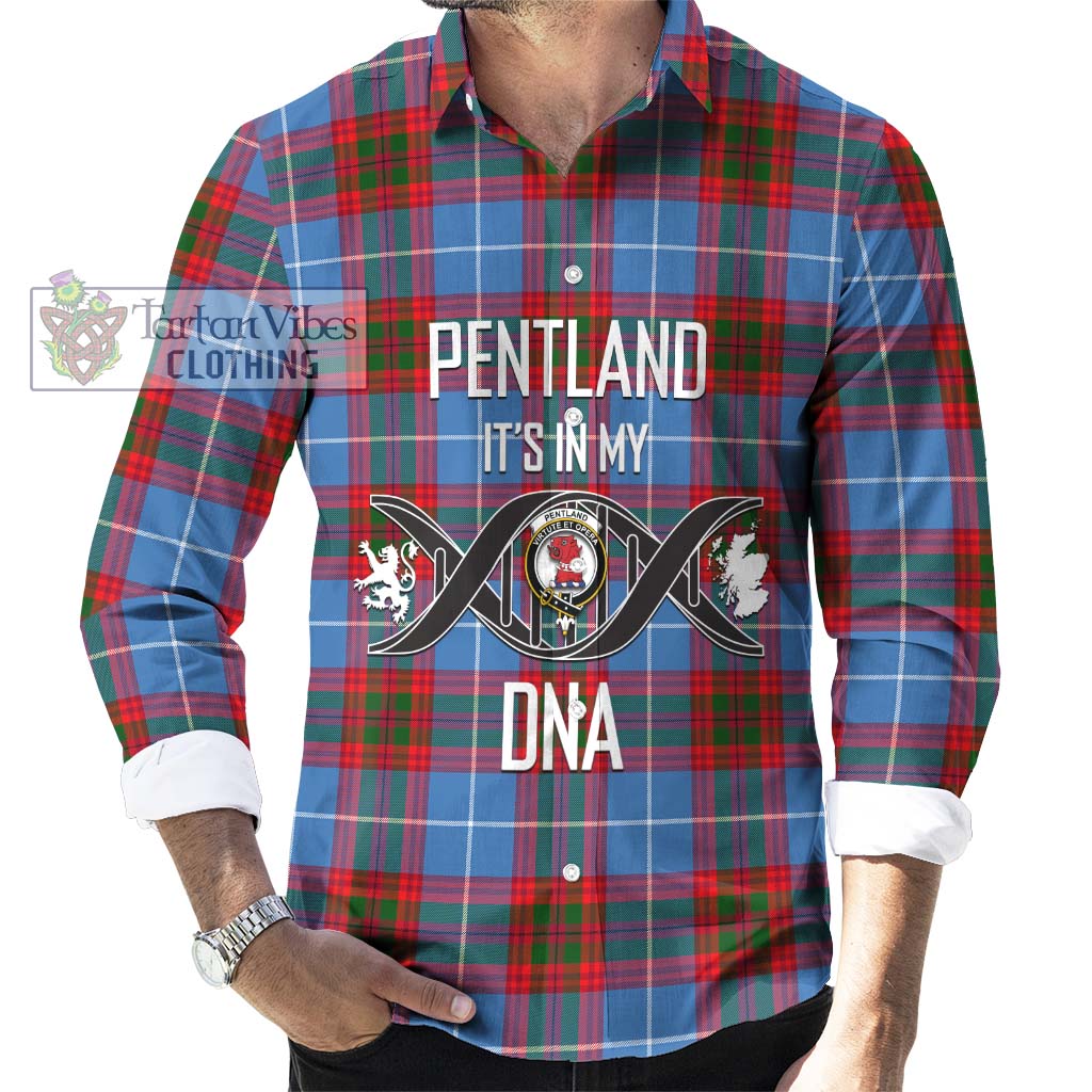 Tartan Vibes Clothing Pentland Tartan Long Sleeve Button Shirt with Family Crest DNA In Me Style