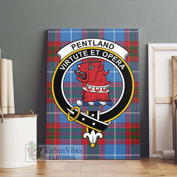 Pentland Tartan Canvas Print Wall Art with Family Crest