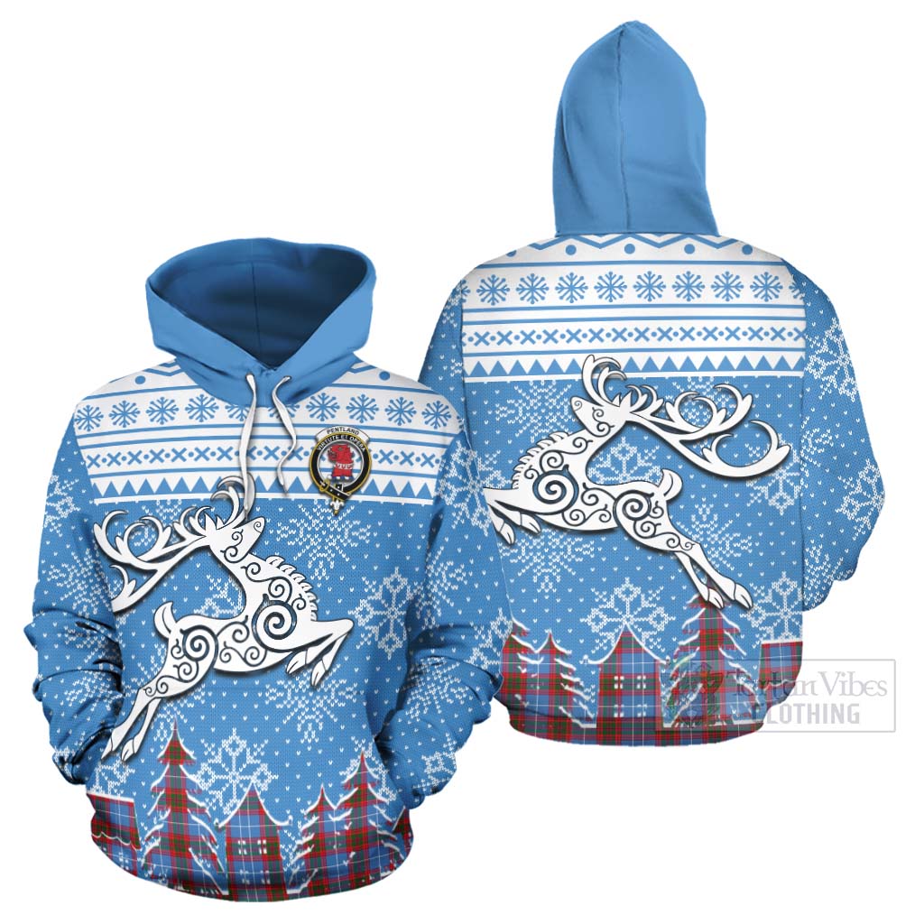 Pentland Clan Christmas Hoodie Celtic Reindeer Style Zip Hoodie - Tartan Vibes Clothing