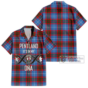 Pentland Tartan Short Sleeve Button Shirt with Family Crest DNA In Me Style