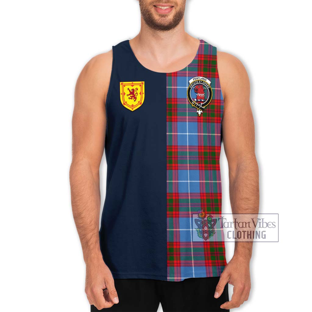 Tartan Vibes Clothing Pentland Tartan Men's Tank Top with Scottish Lion Royal Arm Half Style