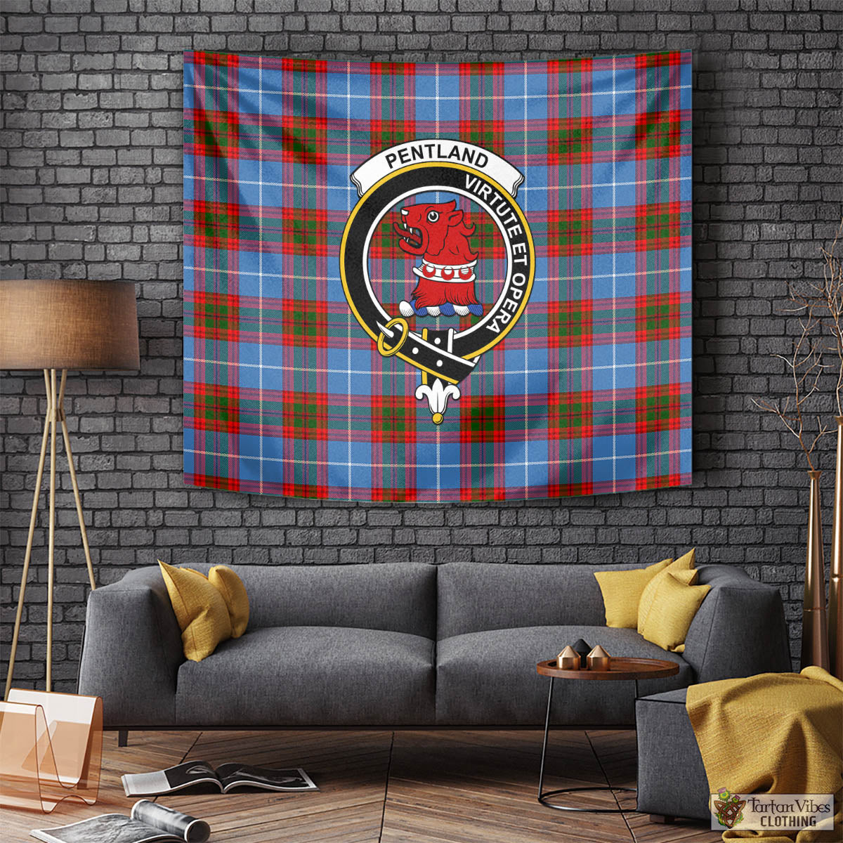 Pentland Tartan Tapestry Wall Hanging and Home Decor for Room with Family Crest Tapestry - Tartan Vibes Clothing