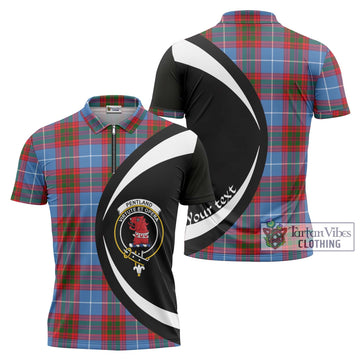 Pentland Tartan Zipper Polo Shirt with Family Crest Circle Style