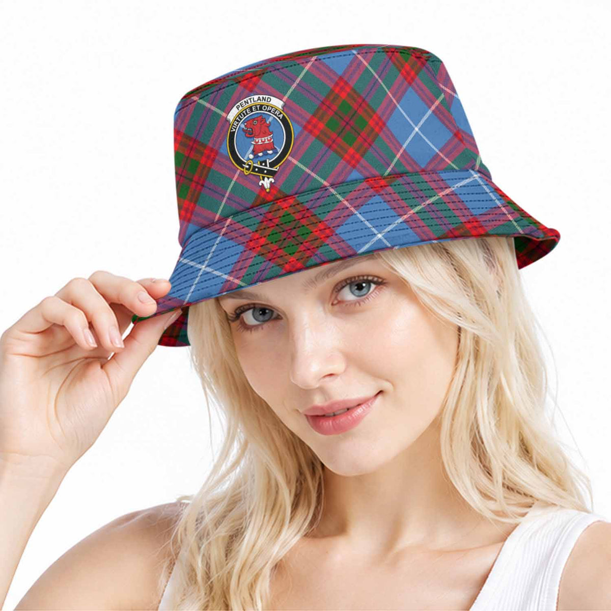 Pentland Tartan Bucket Hat with Family Crest Bucket Hat One Size - Tartan Vibes Clothing