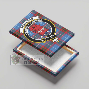 Pentland Tartan Canvas Print Wall Art with Family Crest