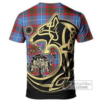 Pentland Tartan T-Shirt with Family Crest Celtic Wolf Style