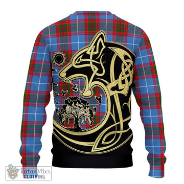 Pentland Tartan Knitted Sweater with Family Crest Celtic Wolf Style