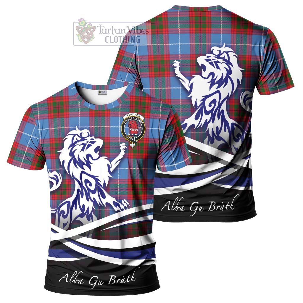 Tartan Vibes Clothing Pentland Tartan Cotton T-shirt with Alba Gu Brath Regal Lion Emblem