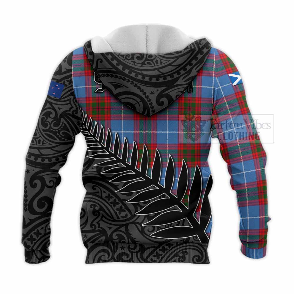 Tartan Vibes Clothing Pentland Crest Tartan Knitted Hoodie with New Zealand Silver Fern Half Style