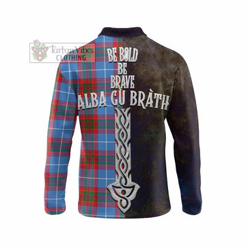Pentland Tartan Family Crest Long Sleeve Polo Shirt Alba Gu Brath Be Brave Lion Ancient Style - Tartan Vibes Clothing