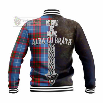 Pentland Tartan Family Crest Baseball Jacket Alba Gu Brath Be Brave Lion Ancient Style - Tartan Vibes Clothing