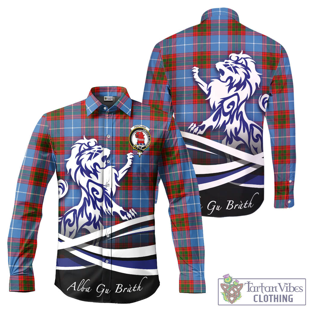 pentland-tartan-long-sleeve-button-up-shirt-with-alba-gu-brath-regal-lion-emblem