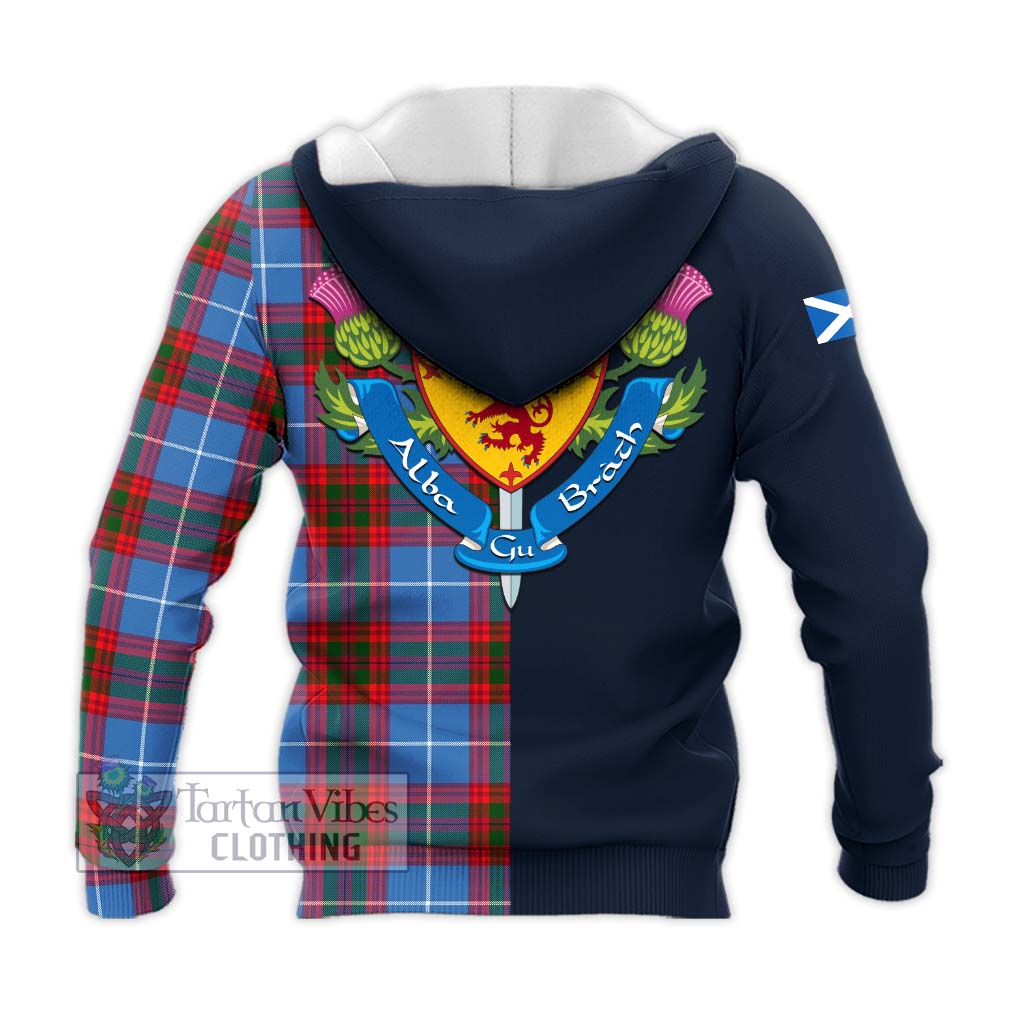 Tartan Vibes Clothing Pentland Tartan Knitted Hoodie with Scottish Lion Royal Arm Half Style