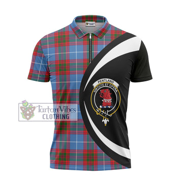 Pentland Tartan Zipper Polo Shirt with Family Crest Circle Style