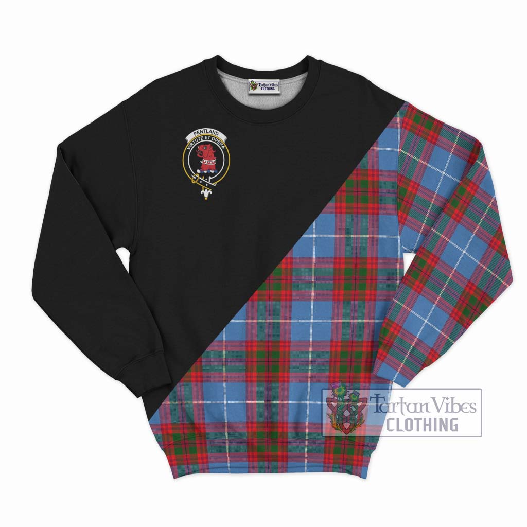 Tartan Vibes Clothing Pentland Tartan Sweatshirt with Family Crest and Military Logo Style