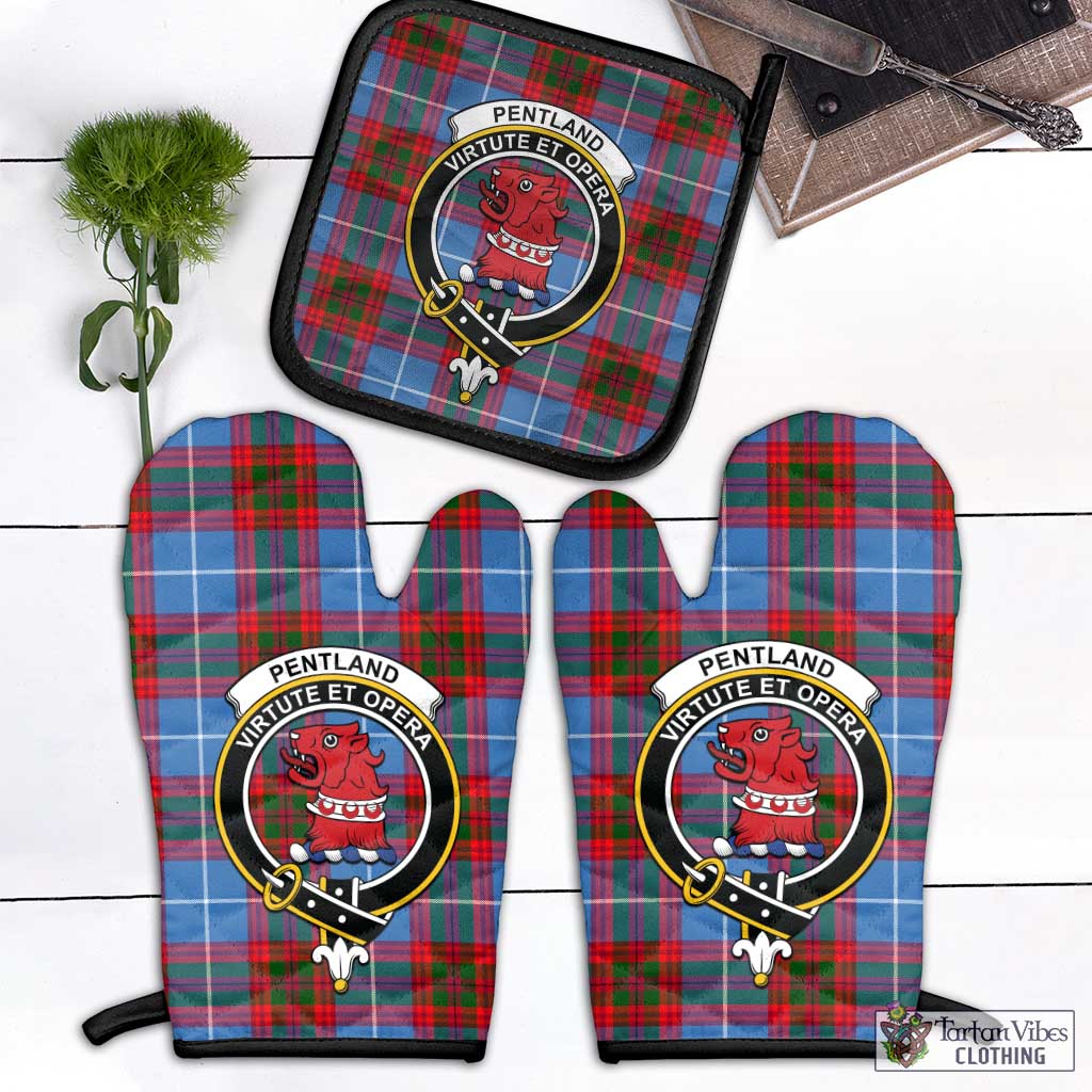 Tartan Vibes Clothing Pentland Tartan Combo Oven Mitt & Pot-Holder with Family Crest