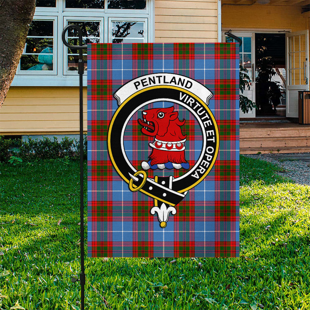 Pentland Tartan Garden Flag with Family Crest Garden Flag - Tartan Vibes Clothing