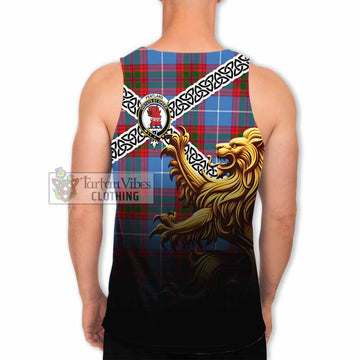 Pentland Crest Tartan Men's Tank Top with Golden Lion Emblem Celtic Style - Tartan Vibes Clothing
