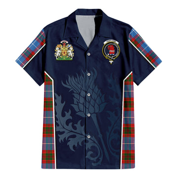 Pentland Tartan Hawaiian Shirt with Family Crest and Scottish Thistle Vibes Sport Style - Tartan Vibes Clothing