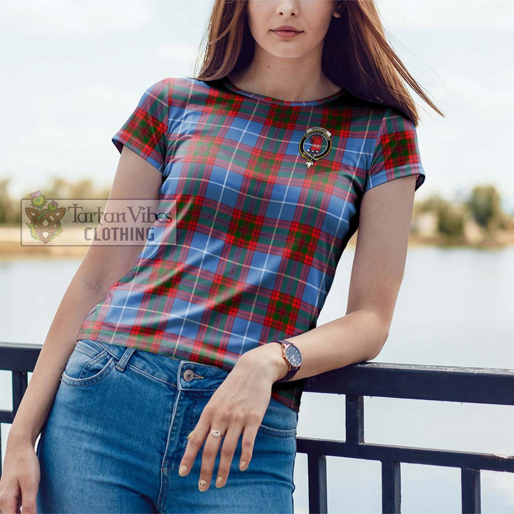 Pentland Tartan Cotton T-Shirt with Family Crest Women's Shirt - Tartanvibesclothing Shop