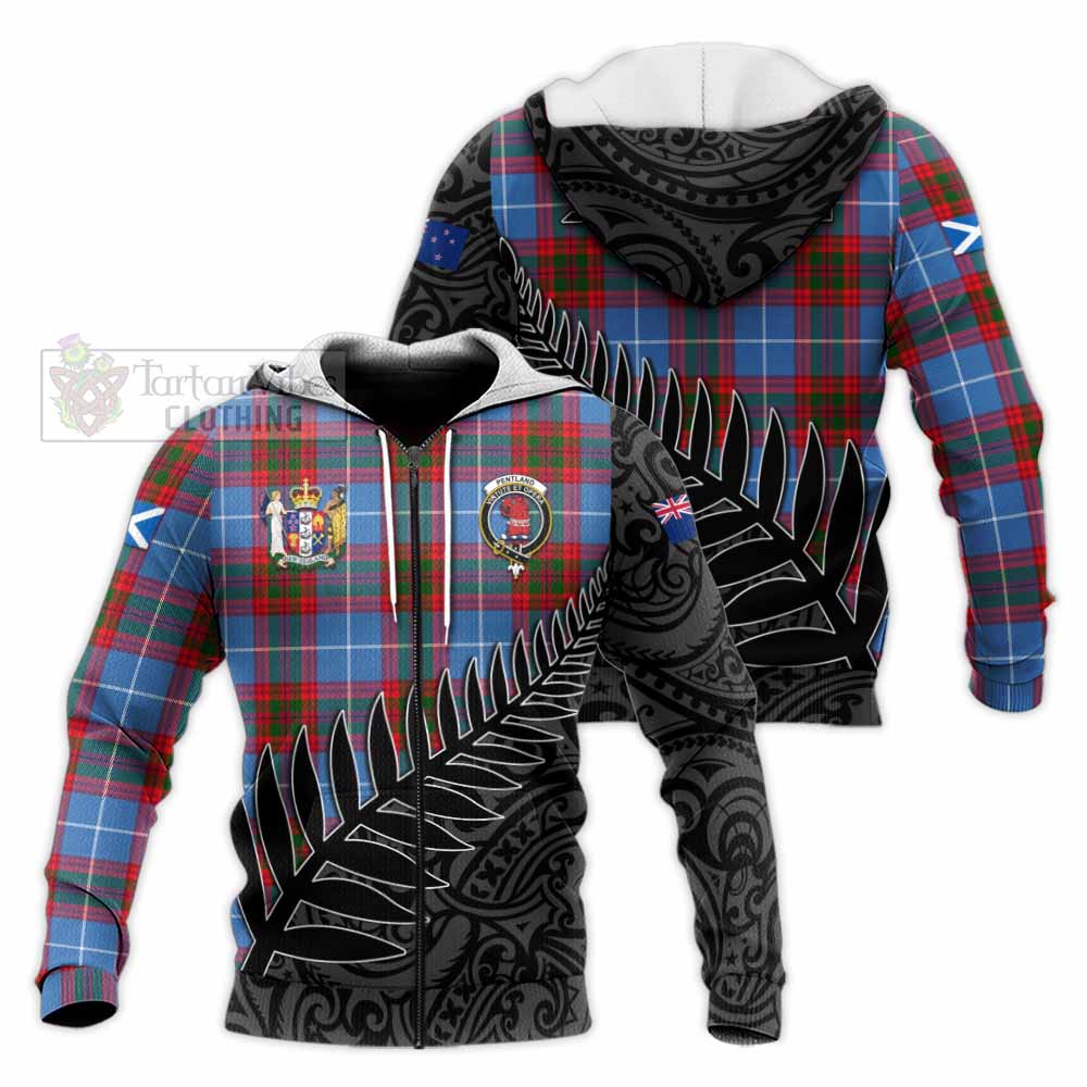 Tartan Vibes Clothing Pentland Crest Tartan Knitted Hoodie with New Zealand Silver Fern Half Style