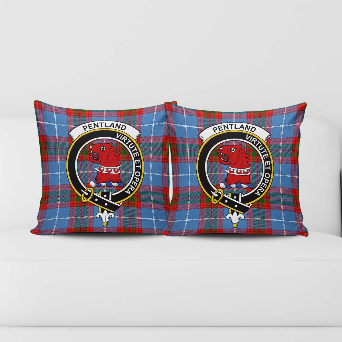 Pentland Tartan Pillow Cover with Family Crest - Tartan Vibes Clothing