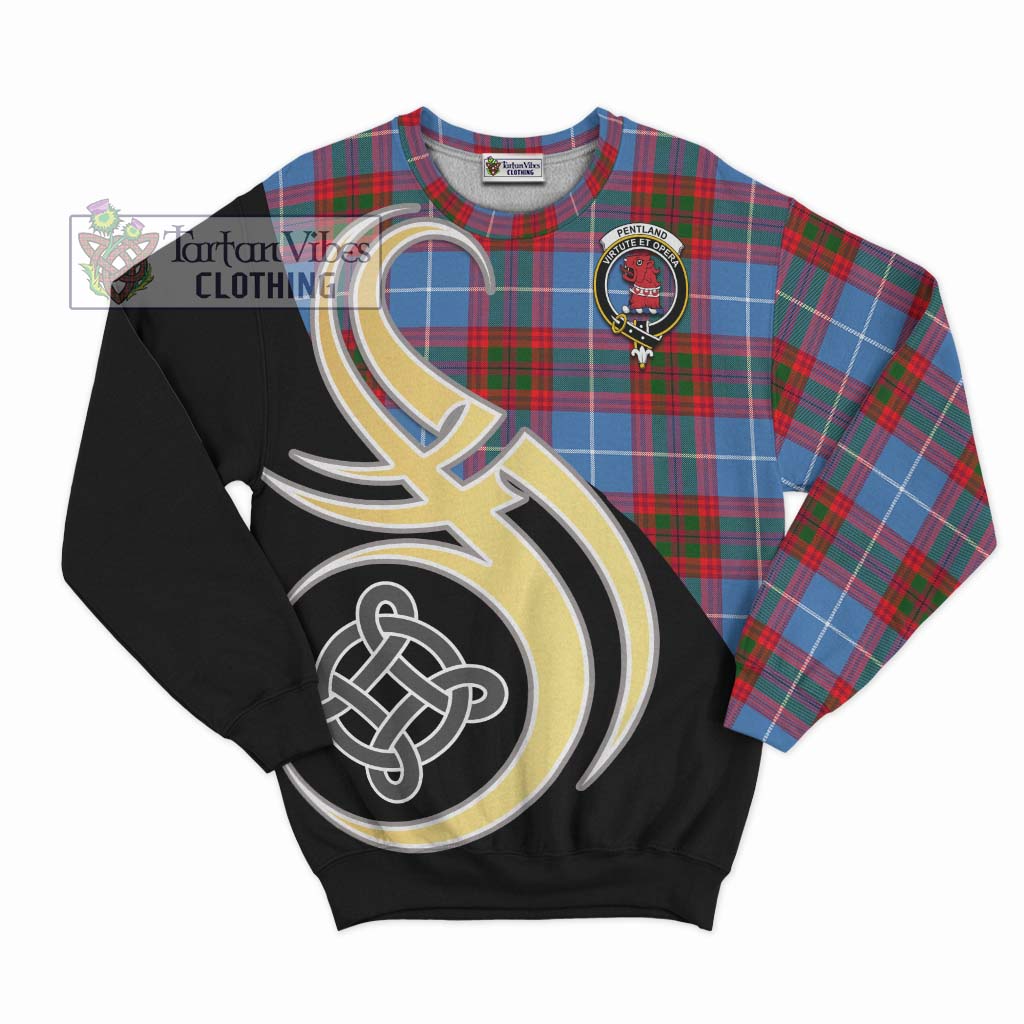 Tartan Vibes Clothing Pentland Tartan Sweatshirt with Family Crest and Celtic Symbol Style