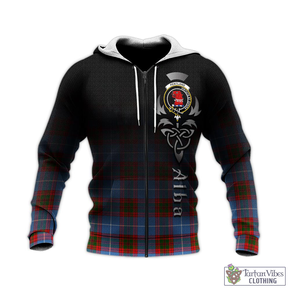 Tartan Vibes Clothing Pentland Tartan Knitted Hoodie Featuring Alba Gu Brath Family Crest Celtic Inspired