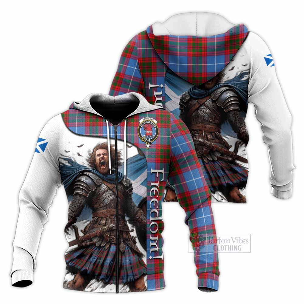 Tartan Vibes Clothing Pentland Crest Tartan Knitted Hoodie Inspired by the Freedom of Scottish Warrior