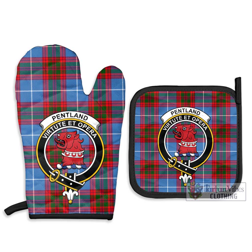 Tartan Vibes Clothing Pentland Tartan Combo Oven Mitt & Pot-Holder with Family Crest