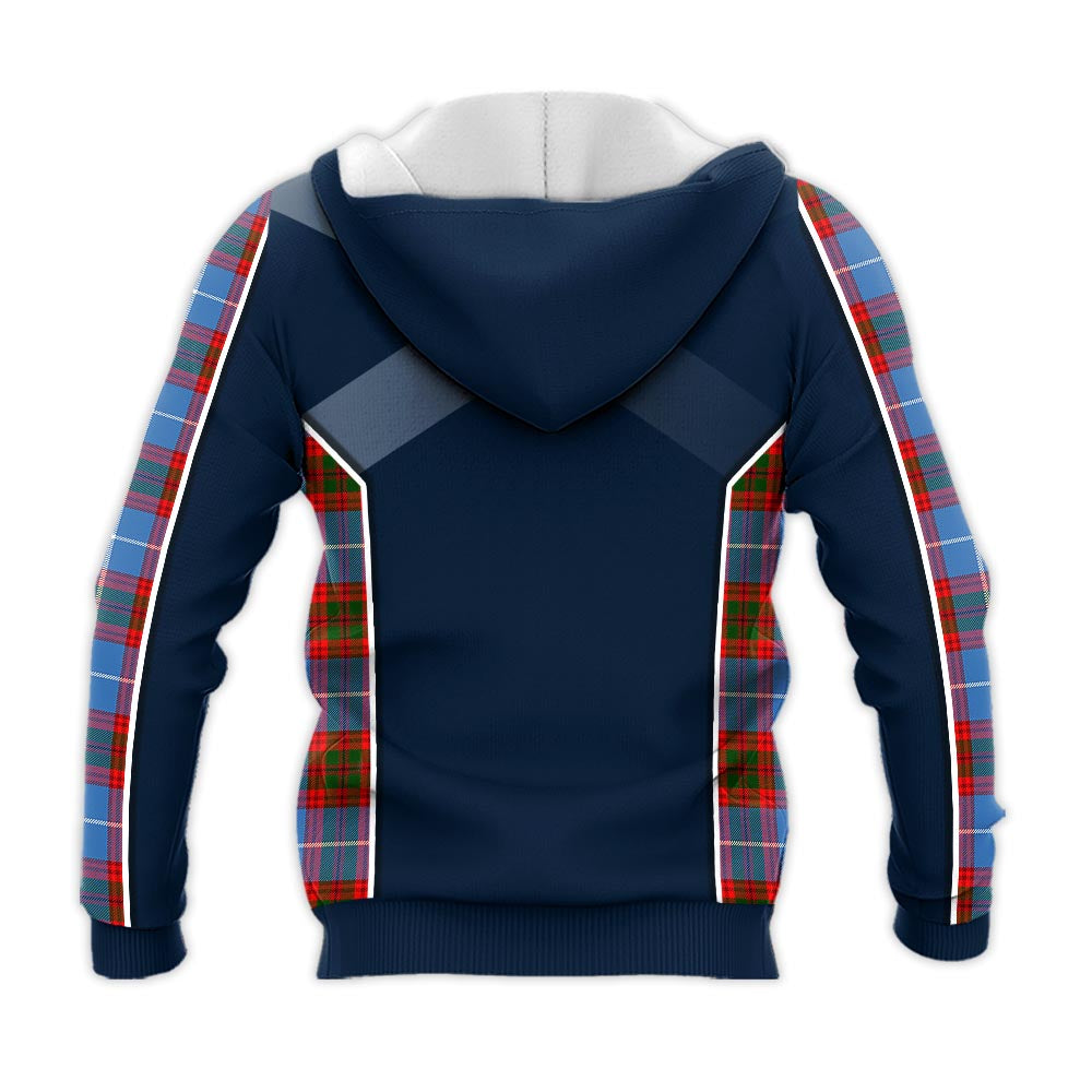 Tartan Vibes Clothing Pentland Tartan Knitted Hoodie with Family Crest and Scottish Thistle Vibes Sport Style