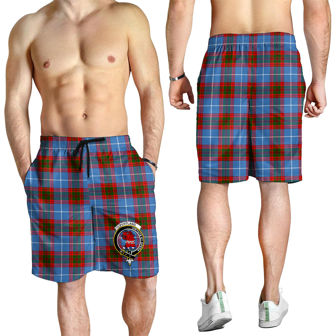 Pentland Tartan Mens Shorts with Family Crest - Tartan Vibes Clothing