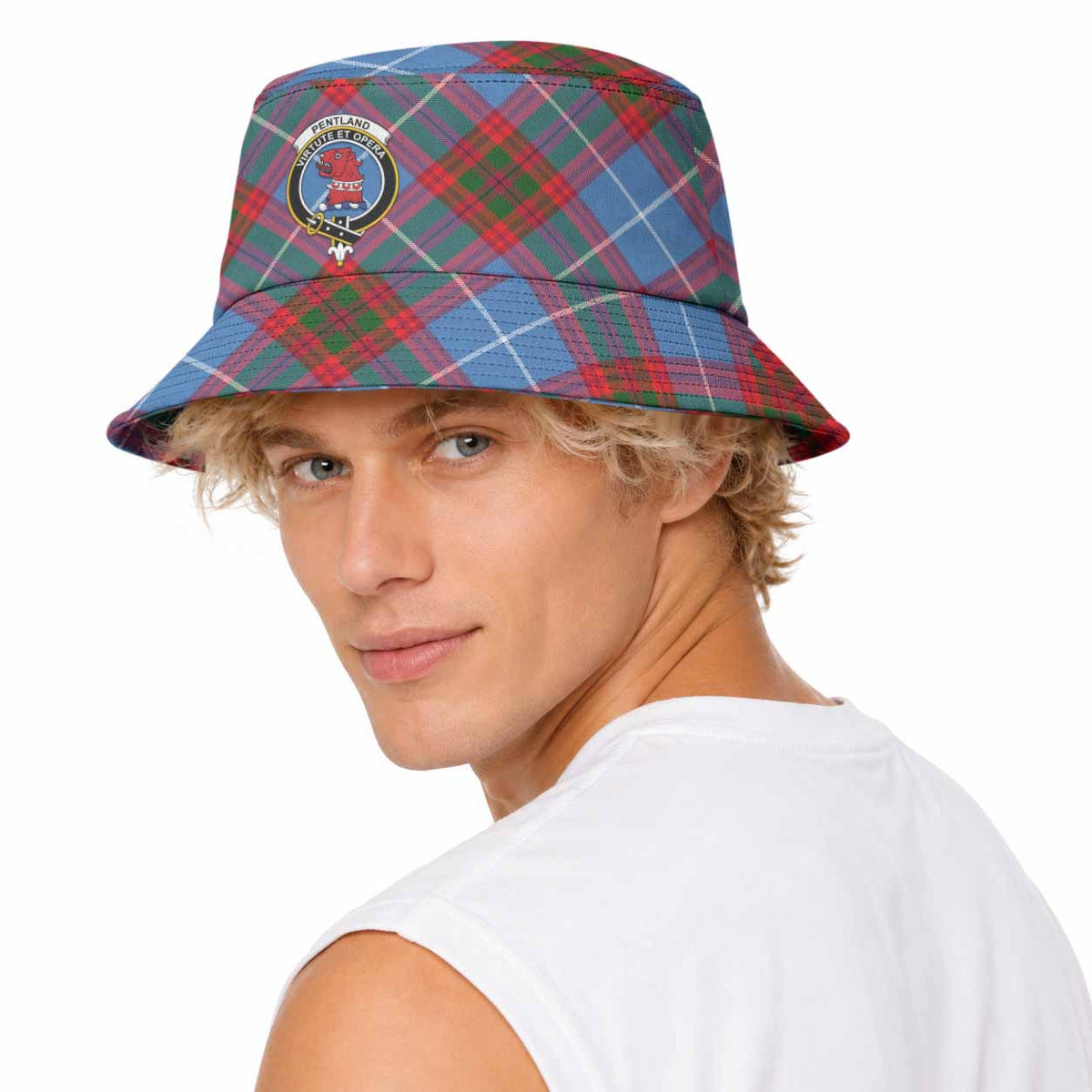 Pentland Tartan Bucket Hat with Family Crest - Tartan Vibes Clothing