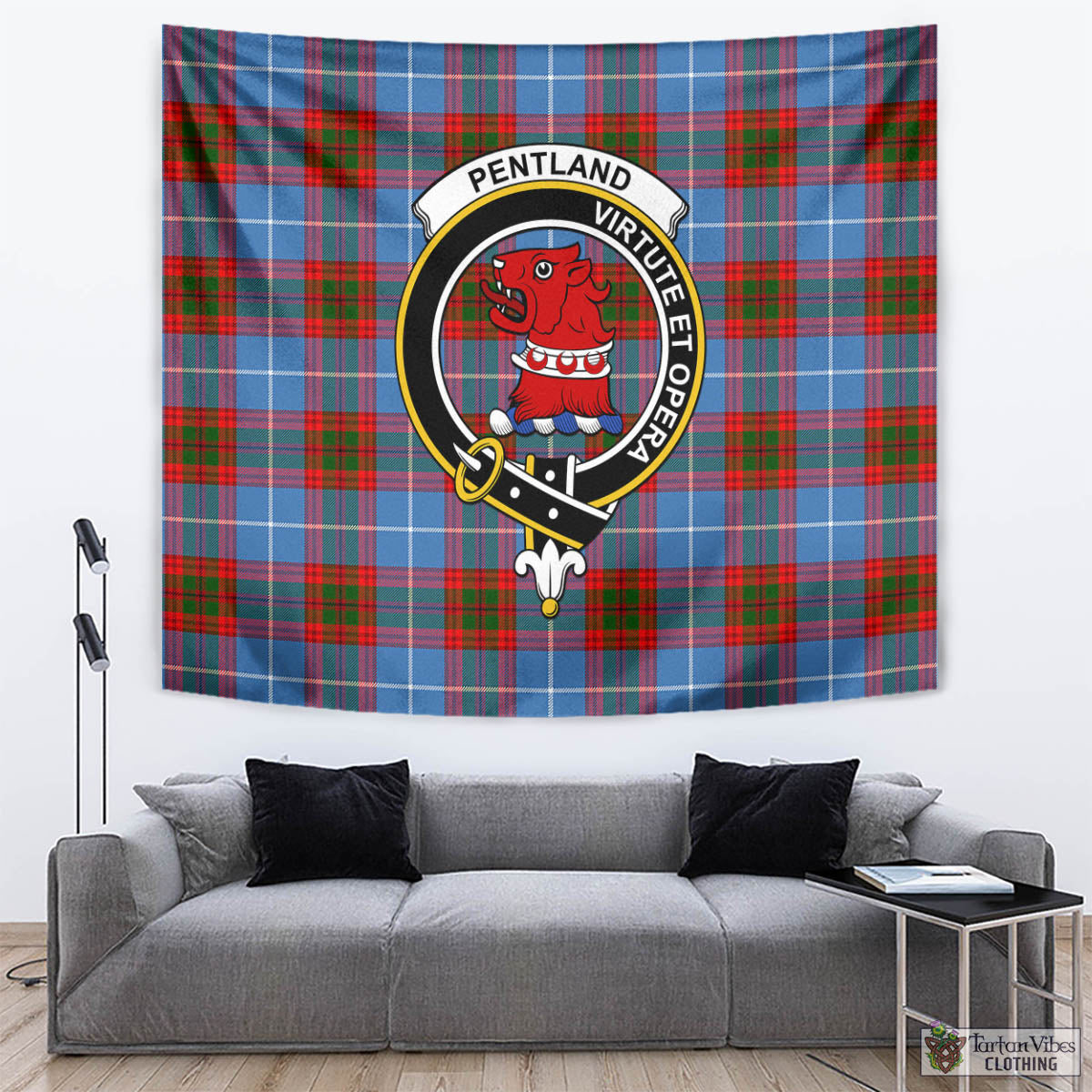 Pentland Tartan Tapestry Wall Hanging and Home Decor for Room with Family Crest - Tartan Vibes Clothing