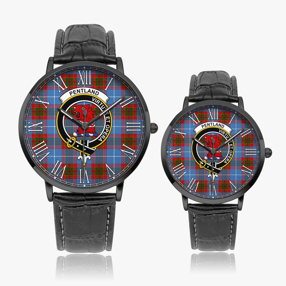 Pentland Tartan Family Crest Leather Strap Quartz Watch - Tartan Vibes Clothing