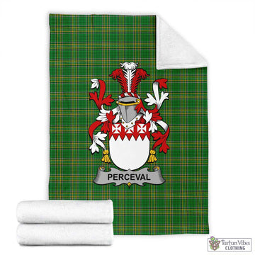 Perceval Irish Clan Tartan Blanket with Coat of Arms X-Large 59 x 79 inches 150 x 200 cm - Tartan Vibes Clothing