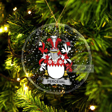 Perceval Irish Clan Christmas Glass Ornament with Coat of Arms Transparent Glass Circle - 2D-tartanvibesclothing