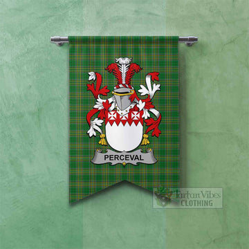 Perceval Irish Clan Tartan Gonfalon, Tartan Banner with Coat of Arms Fishtail - Tartan Vibes Clothing