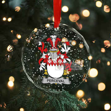 Perceval Irish Clan Christmas Glass Ornament with Coat of Arms - 2D-tartanvibesclothing