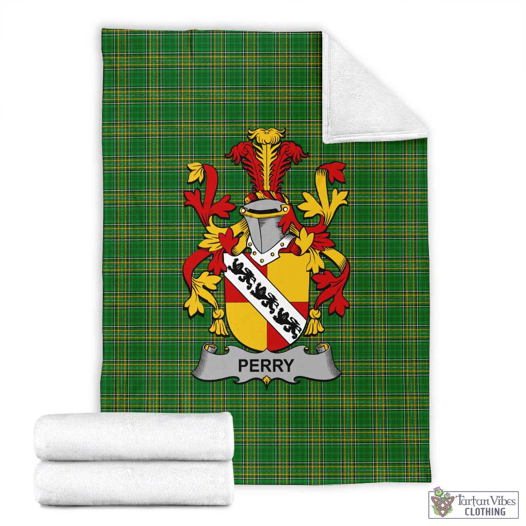 Tartan Vibes Clothing Perry Irish Clan Tartan Blanket with Coat of Arms